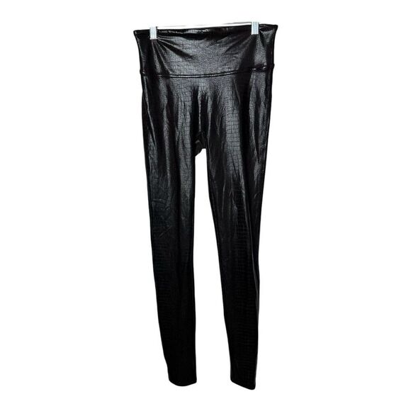 Spanx Pants - Spanx‎ Leggings Womens Small Faux Leather Croc Brown Elastic Waist Slimming